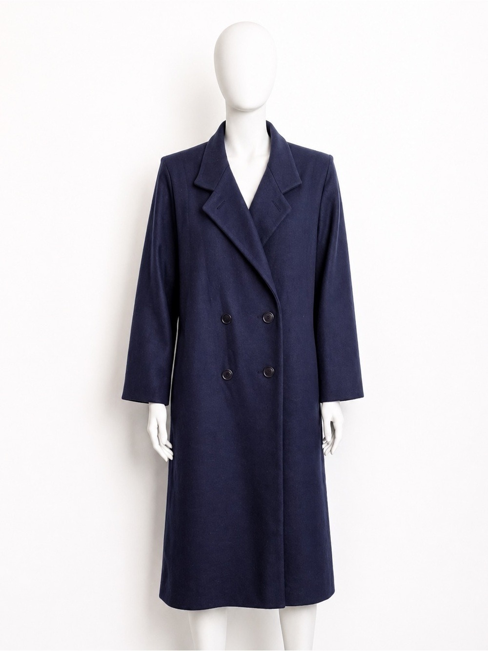 Vintage 1980s Electre Paris Navy Wool Coat